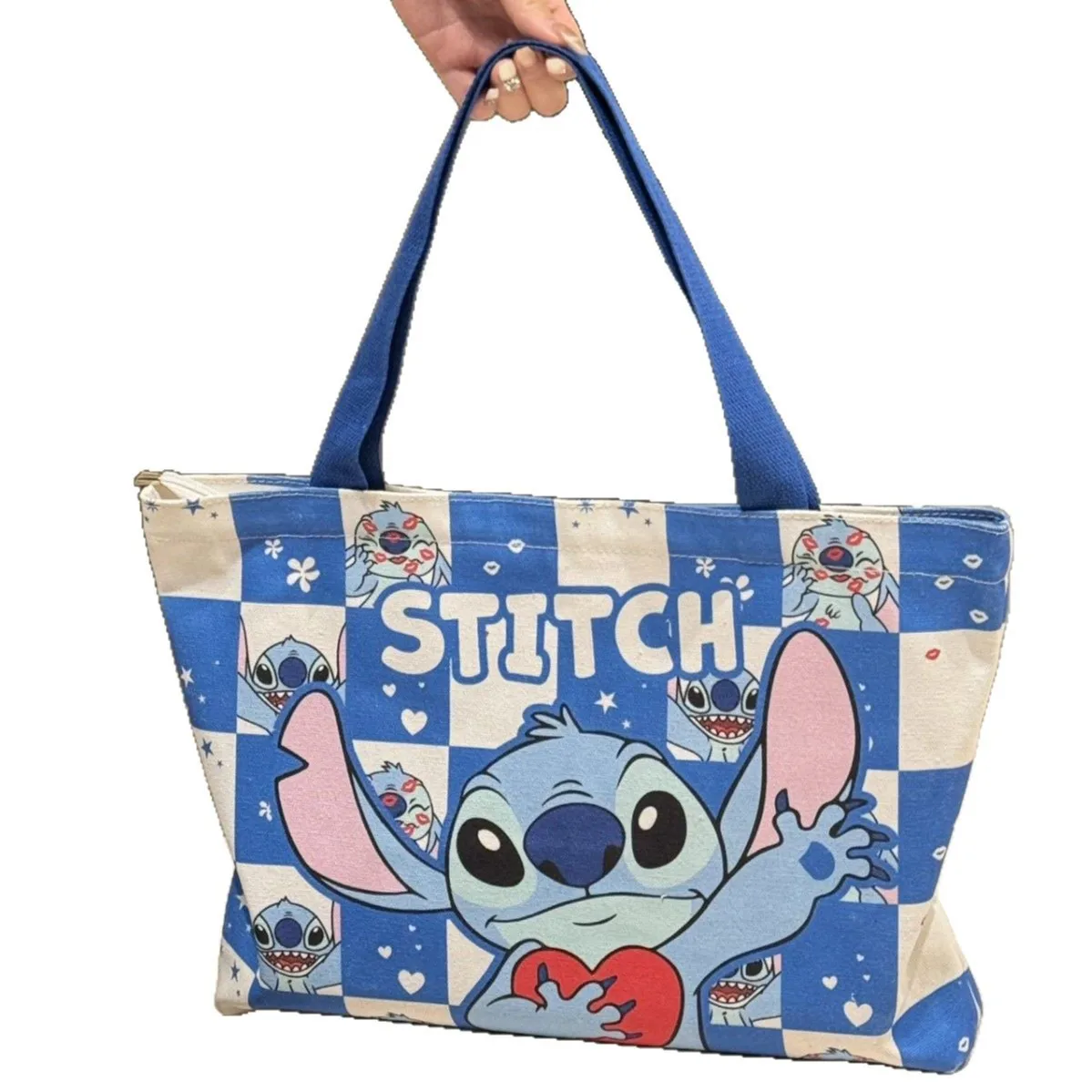 Stitch Star Baby Borsa di tela grande stampata fronte-retro Versatile borsa a tracolla singola periferica per cartoni animati Regali