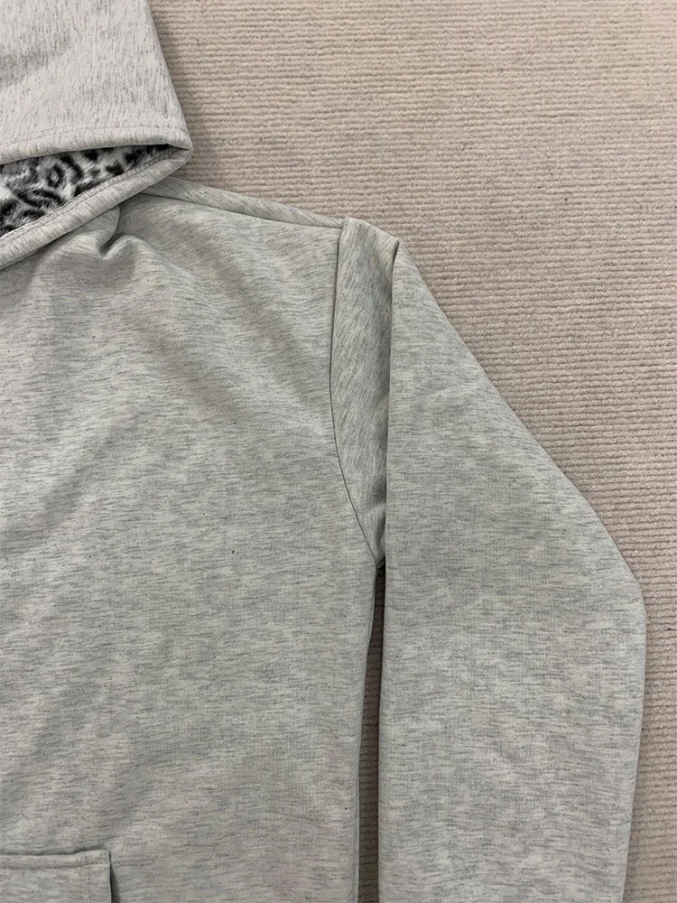 Herfst/Winter Luipaard Grijs Dubbelzijdig Rits Hoodie Mannen Casual High Street Warmte Hoodie Mannen Herfst Kleding 2025 Nieuwe