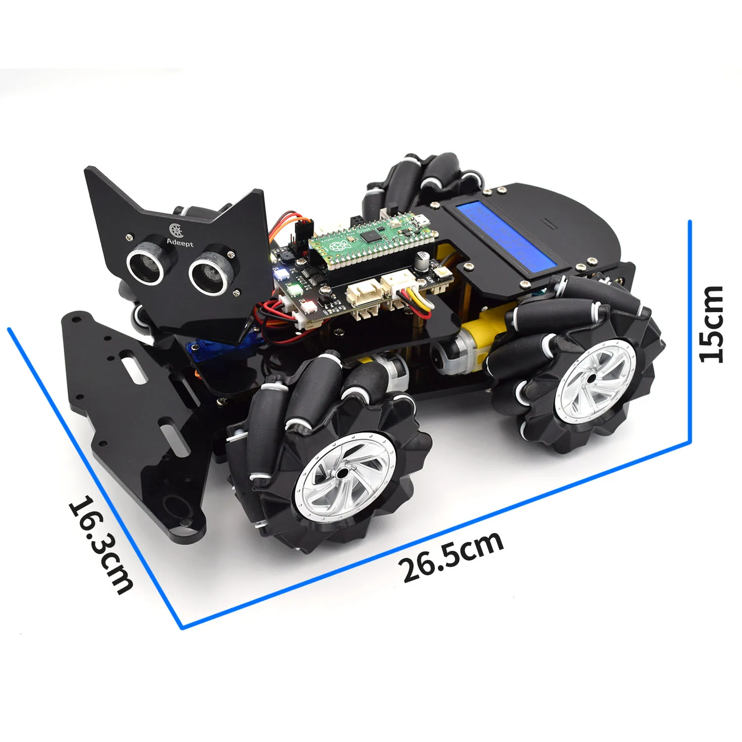 Adeept 4WD Omnidirectional Mecanum Wheel Robot Car Kit for Raspberry Pi Pico DIY STEM Remote Control Educational Robot Kit