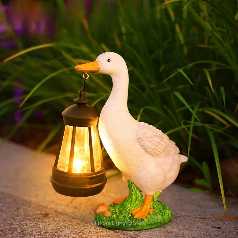 Solar Goose Lantern Figurine for Garden,Waterproof Simulation  Light for Courtyard,Creative Ambient Night Light for Yard Pathway