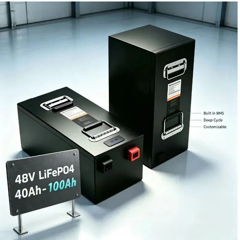 Metal Enclosed 48V Grade A LiFePO4 Energy Storage Unit, Built-In Intelligent BMS Protection System, Multiple Capacity 40Ah-100Ah