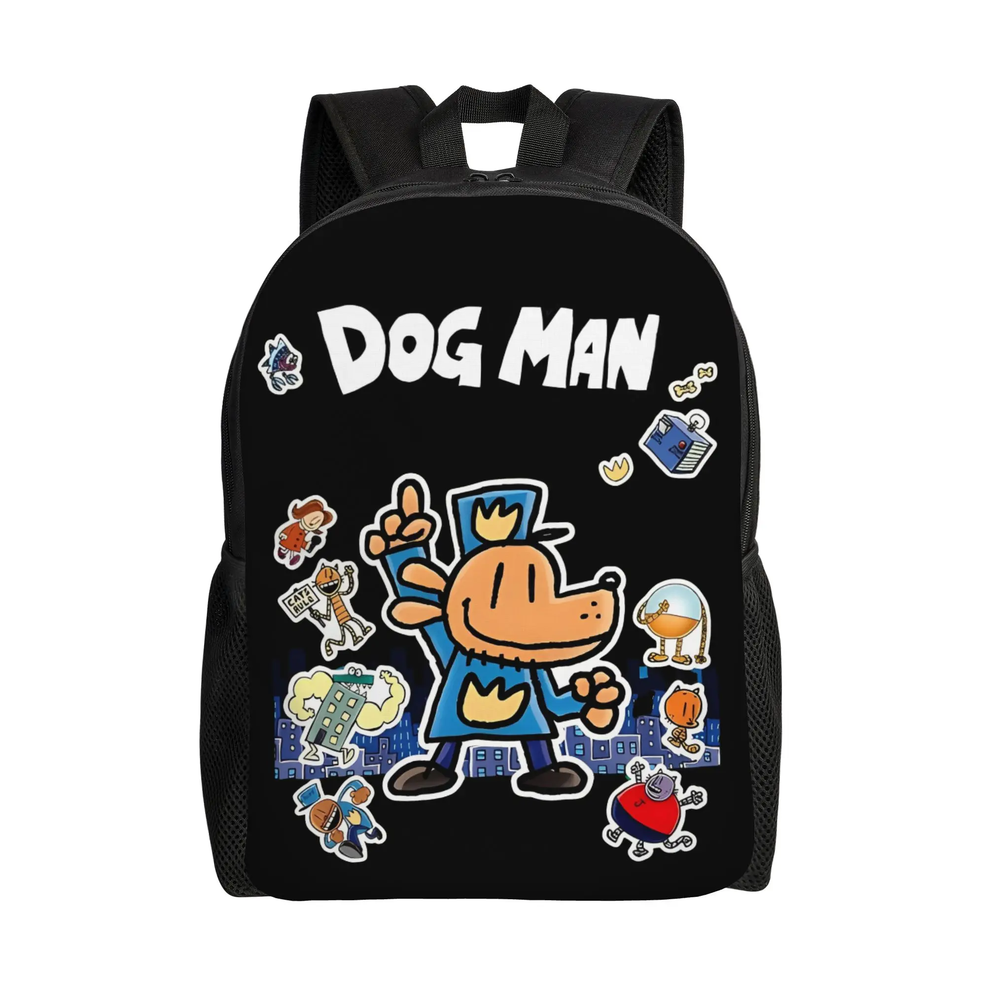 

Подростковый рюкзак с изображением собаки из мультфильма Dogman, с карманом, студенческий рабочий рюкзак Dog Man, дневной рюкзак для мужчин и женщин, холщовые сумки для ноутбуков и компьютеров