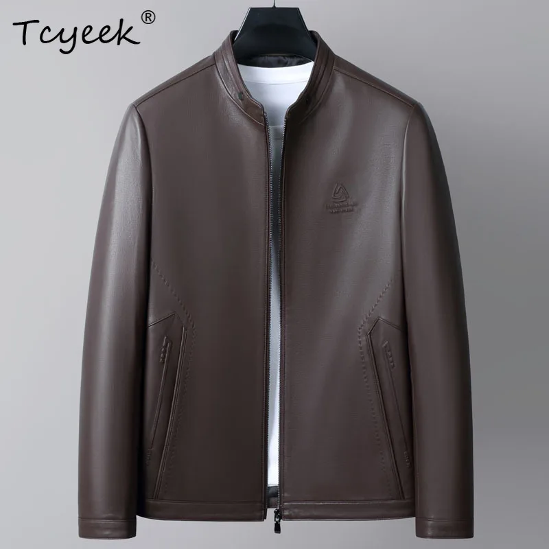 

Tcyeek Genuine Leather Man Jackets Real Sheepskin Coat Spring Autumn Men Clothes Stand Collar New in Outerwears Jaqueta De Couro