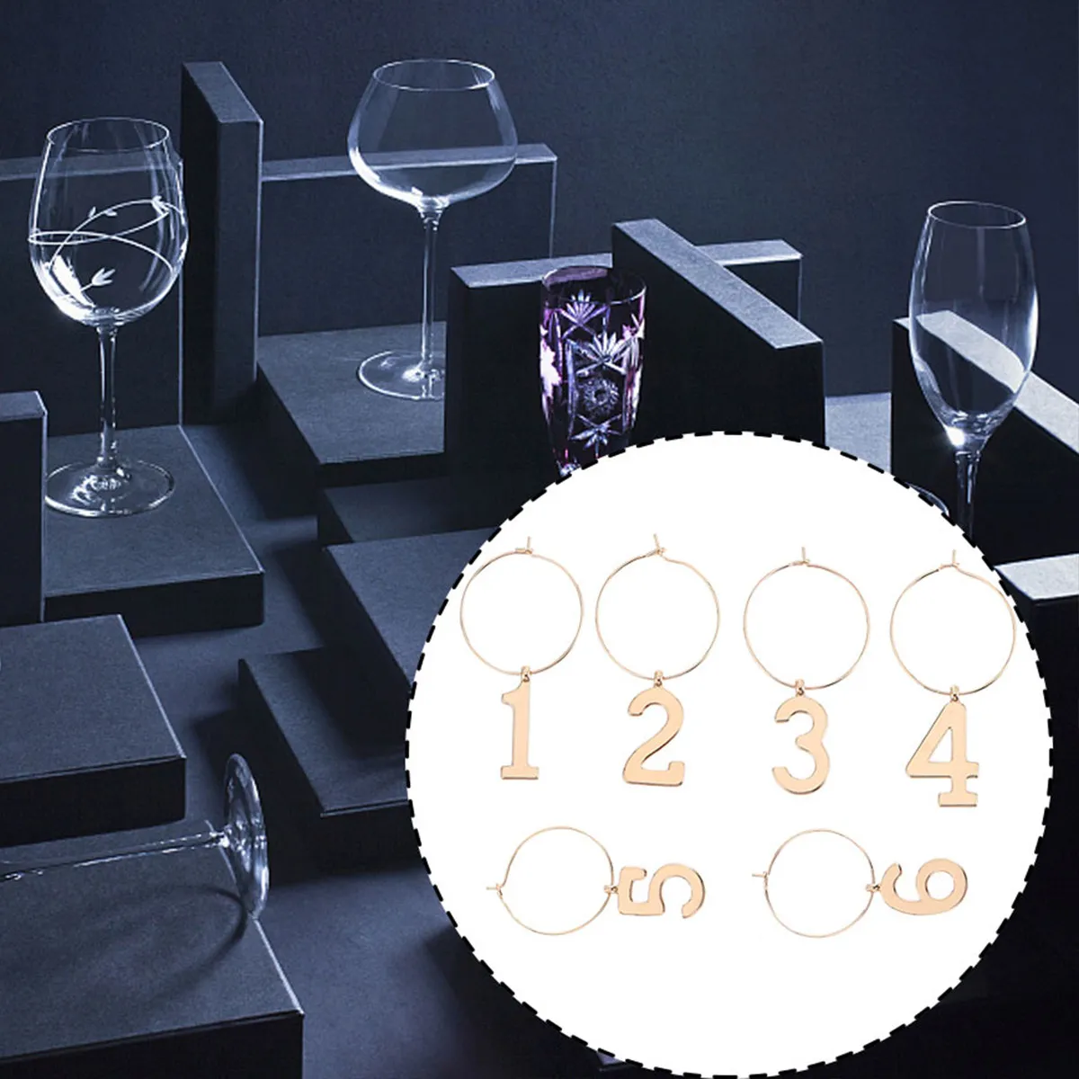 

6 шт. стеклянных колец-идентификаторов для вечеринок, практичные маркеры для стаканов, изысканные аксессуары для этикеток