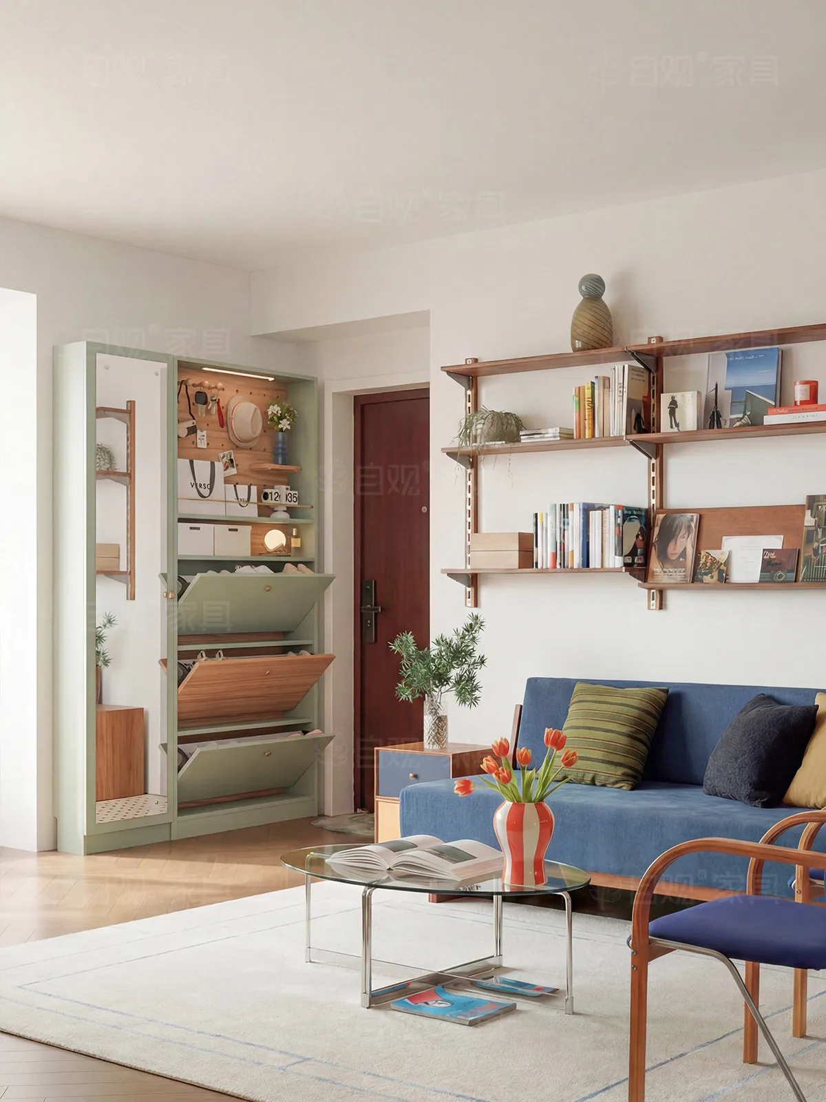 DSA household narrow shoe cabinet entrance full-length mirror storage cabinet  board integrated second-hand ultra-thin tipping
