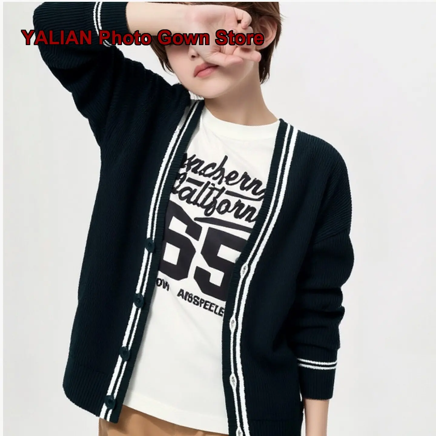 Boys Girls Pullover Sweater Kids Spring Summer Round Neck Knit Top Solid Color Machine Washable