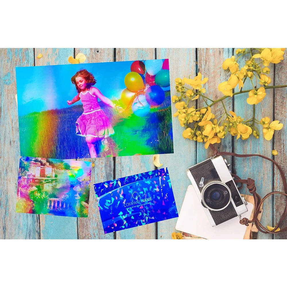 KRYON A4 20 hojas tamaño arcoíris: 8,3x11,7 pulgadas 210x297mm papel adhesivo holográfico brillo película laminada en frío transparente