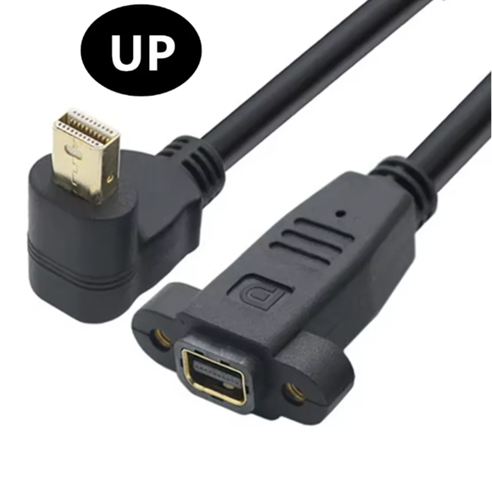 4K Elbow Mini DisplayPort พร้อมหูคอมพิวเตอร์ MiniDP ชายหญิงสัญญาณ Extension 0.3M