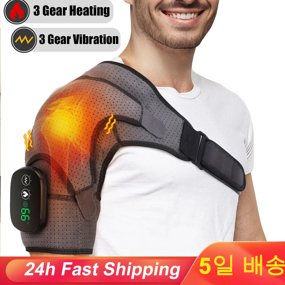 Electric Shoulder Massager Heating Vibration Massage Belt Thermal Physiotherapy Brace Knee Arthritis Pain Relief Rechargeable