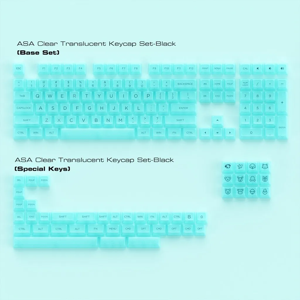 Imagem -05 - Akko Asa-transparente Backlit Keycaps Conjunto para Teclado Mecânico Clear Keycap Layout Ansi 61 87 104 108 mx Switches 155 Key