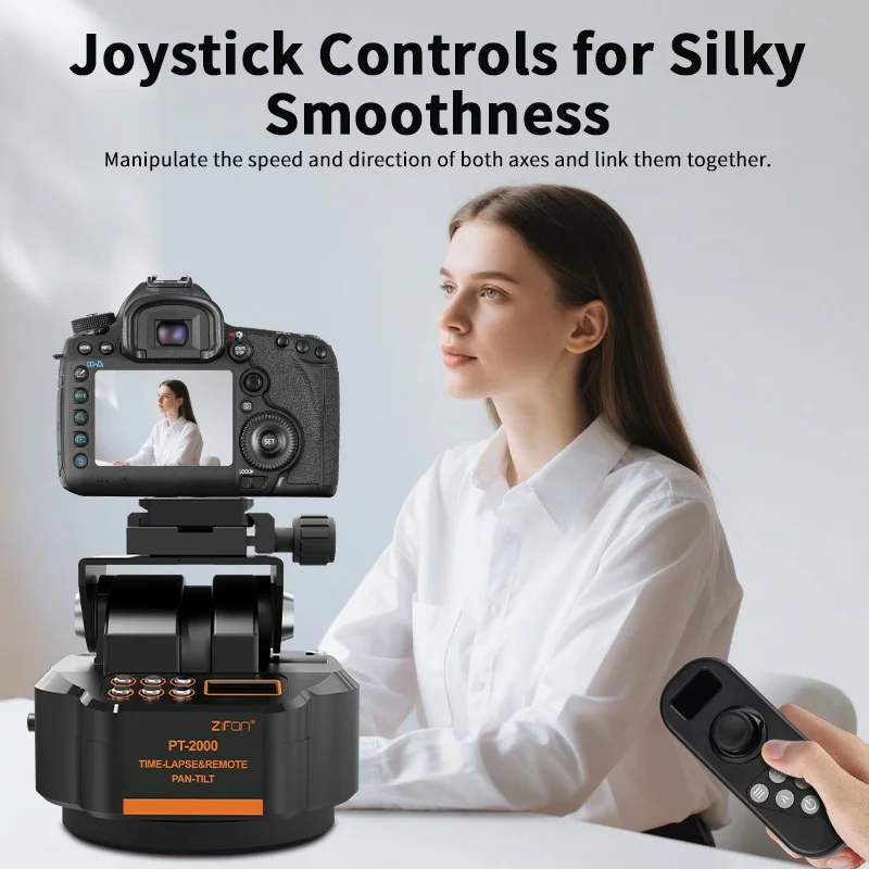 ZIFON YT-2000 AI 페이스 카메라 파노라마 팬 틸트 삼각대 헤드 2kg 페이로드 DSLR 카메라 스마트 폰용 무선 원격 제어