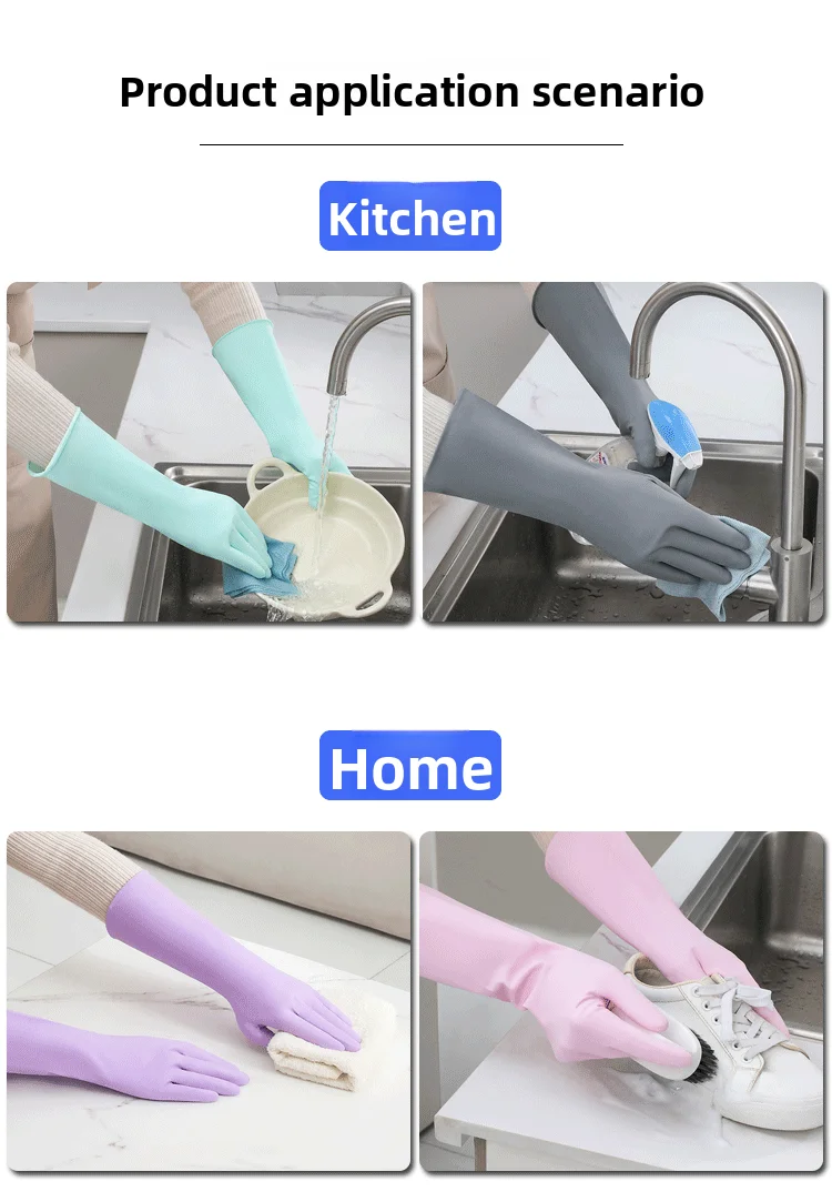 Reusable Thickened Nitrile Cleaning Gloves, Latex-Free Waterproof Household Gloves for Dishwashing & Laundry