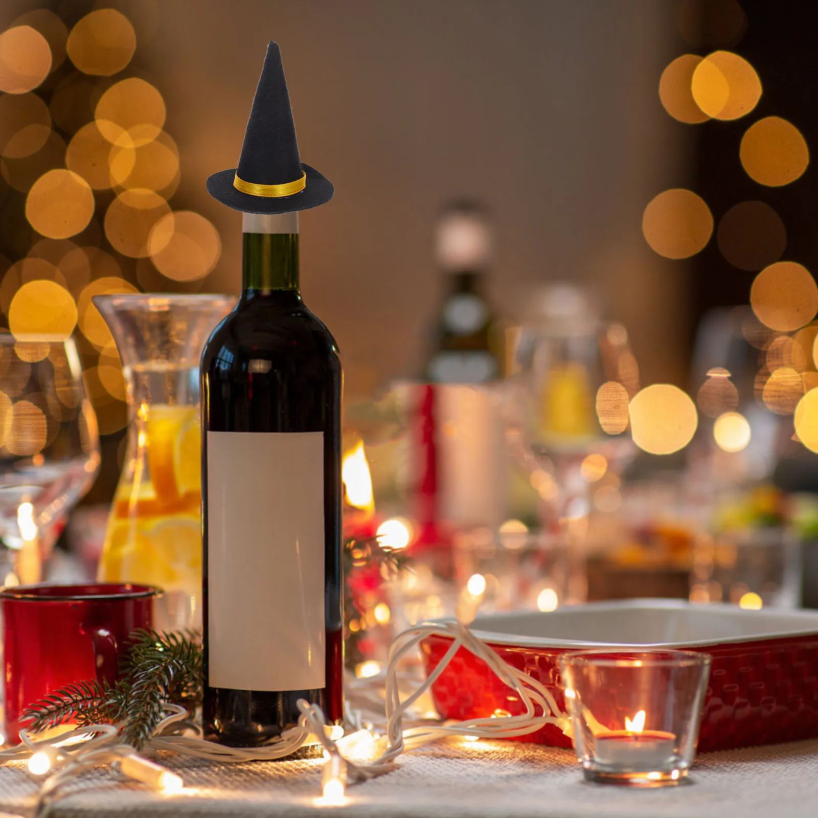 

Mini Felt Witch Hat Halloween Bottle Cupcake Topper Toppers Wine Home Decoration Bulk