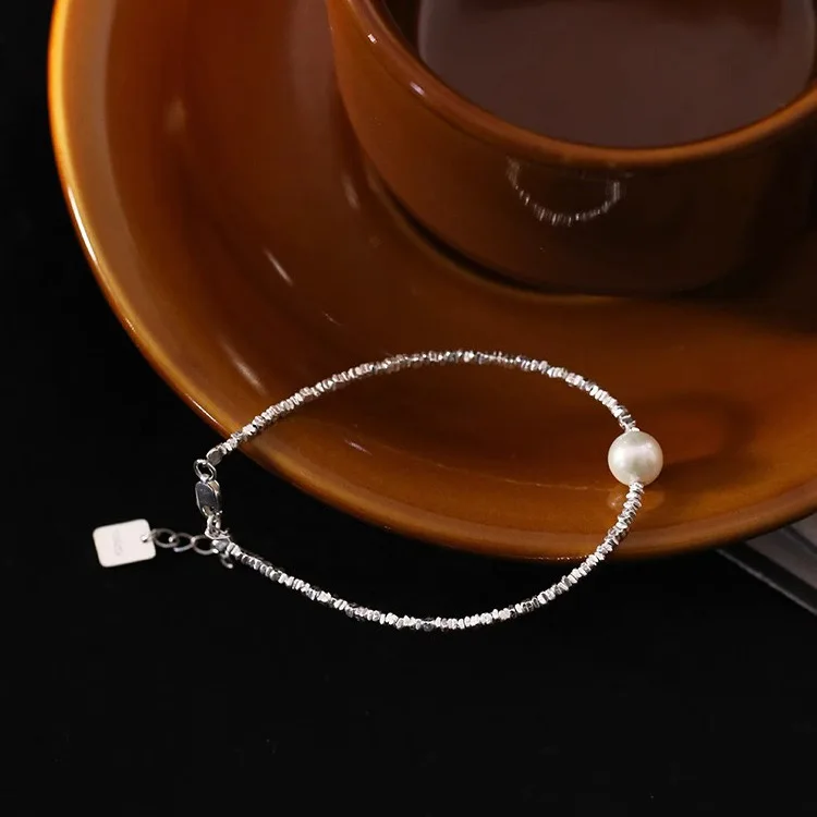 925 Sterling Silver Bracelets for Women Men Accessories Trendy Vintage Pearl Simple Vintage Pendant Party Jewelry