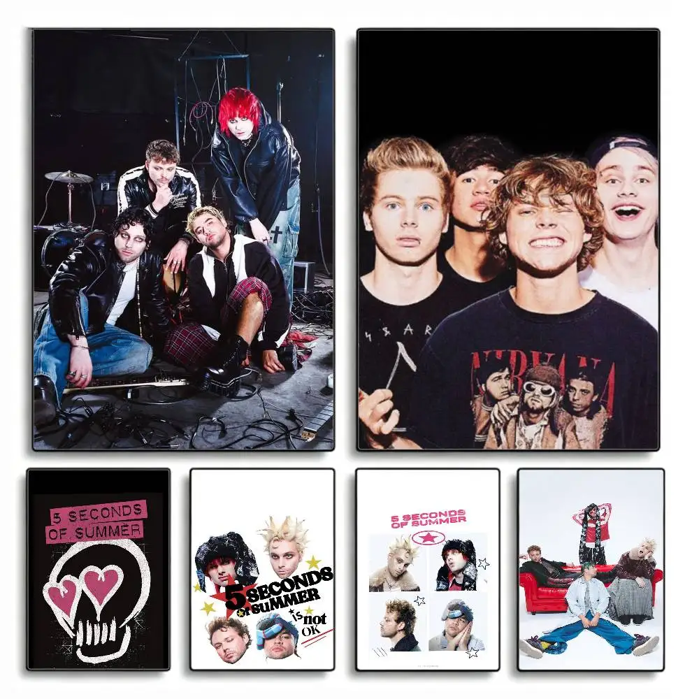 

5SOS S-Seconds of S-Summer Poster HD Self Adhesive Waterproof Wall Art Ideal for Home Office Dorm Gift