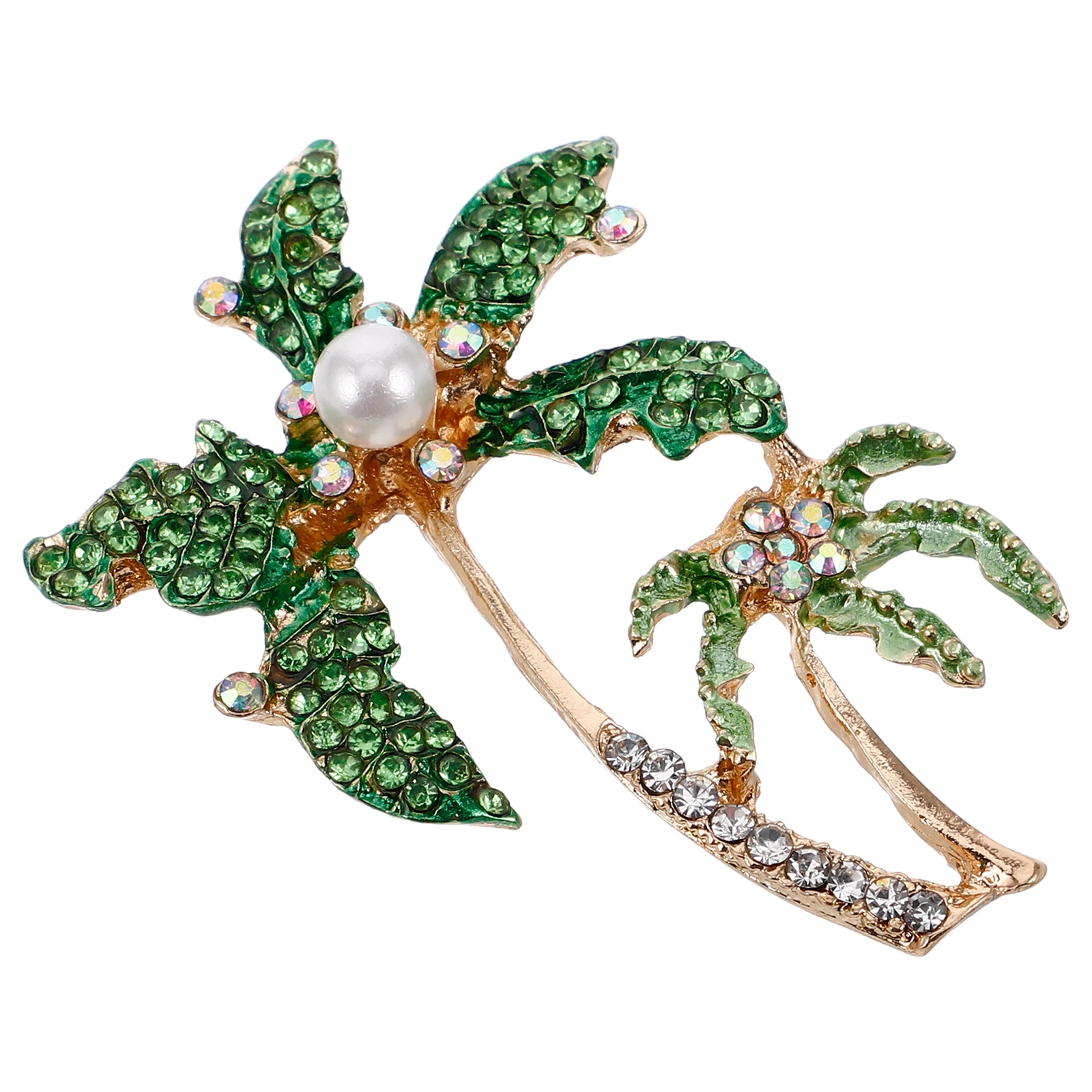 Spilla con palma da cocco Spilla con strass Accessori moda Donna Simpatico cristallo lucido Regalo abbinato Abito Camicia Cappello Sciarpa