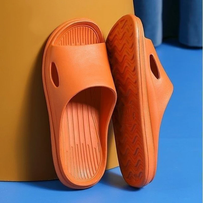 Soft Home Slippers Couple Summer Indoor Skid Proof Bathroom Slippers Sandals Hotel Solid Color Men Women Flip Flops Flat Shoes