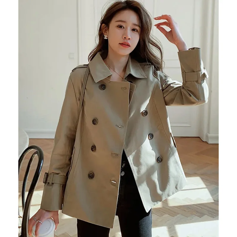 2024 Advanced Feeling Female Trench Outwear Spring Autumn Ladies Lined Jacket Korean Women Solid Color Short Windbreaker Coat