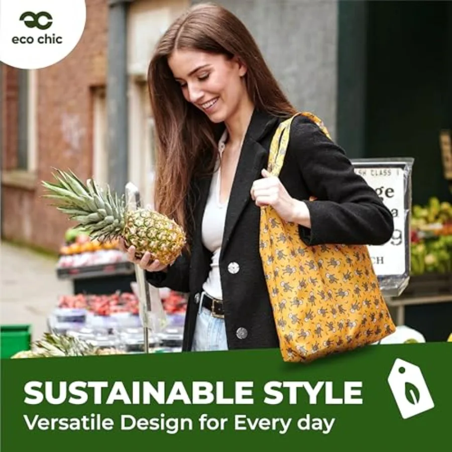 Foldable Reusable Grocery Bags - Lightweight, Recycled and Reusable Shopping Bag - Waterproof Packable Tote