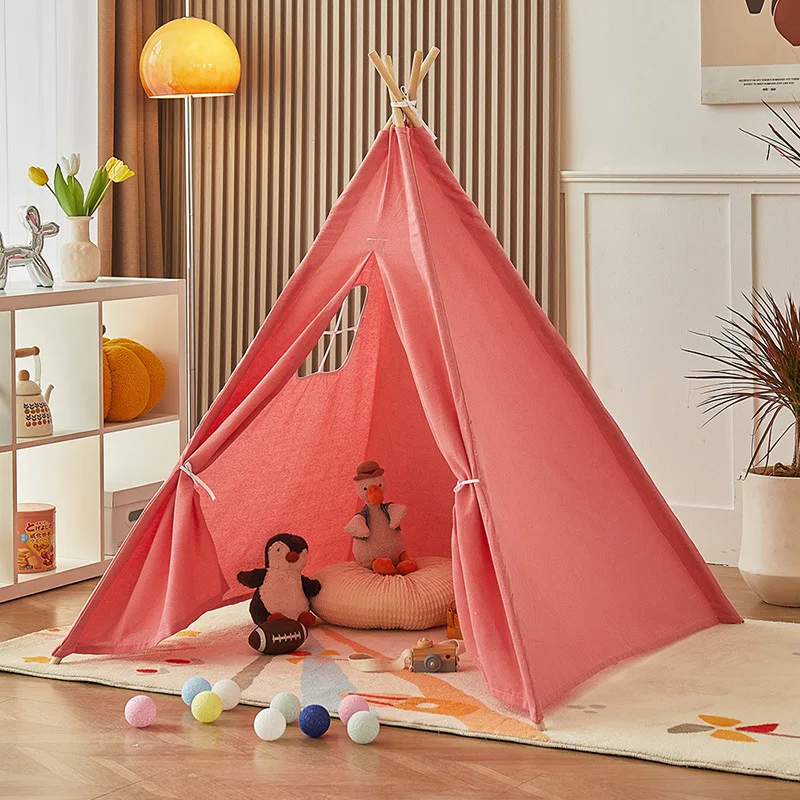 Dropshipping 1.3M Kids Tent Tipi Draagbare Kinderen Speelhuis Indoor Outdoor Camping Huis Cadeau Jongens Meisjes Tenten Wigwam