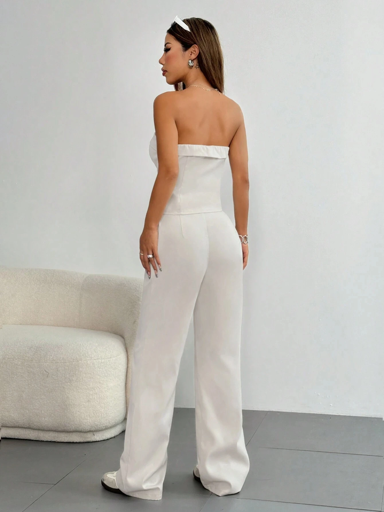 Solid Button Front Tube Top Wide - Image 2