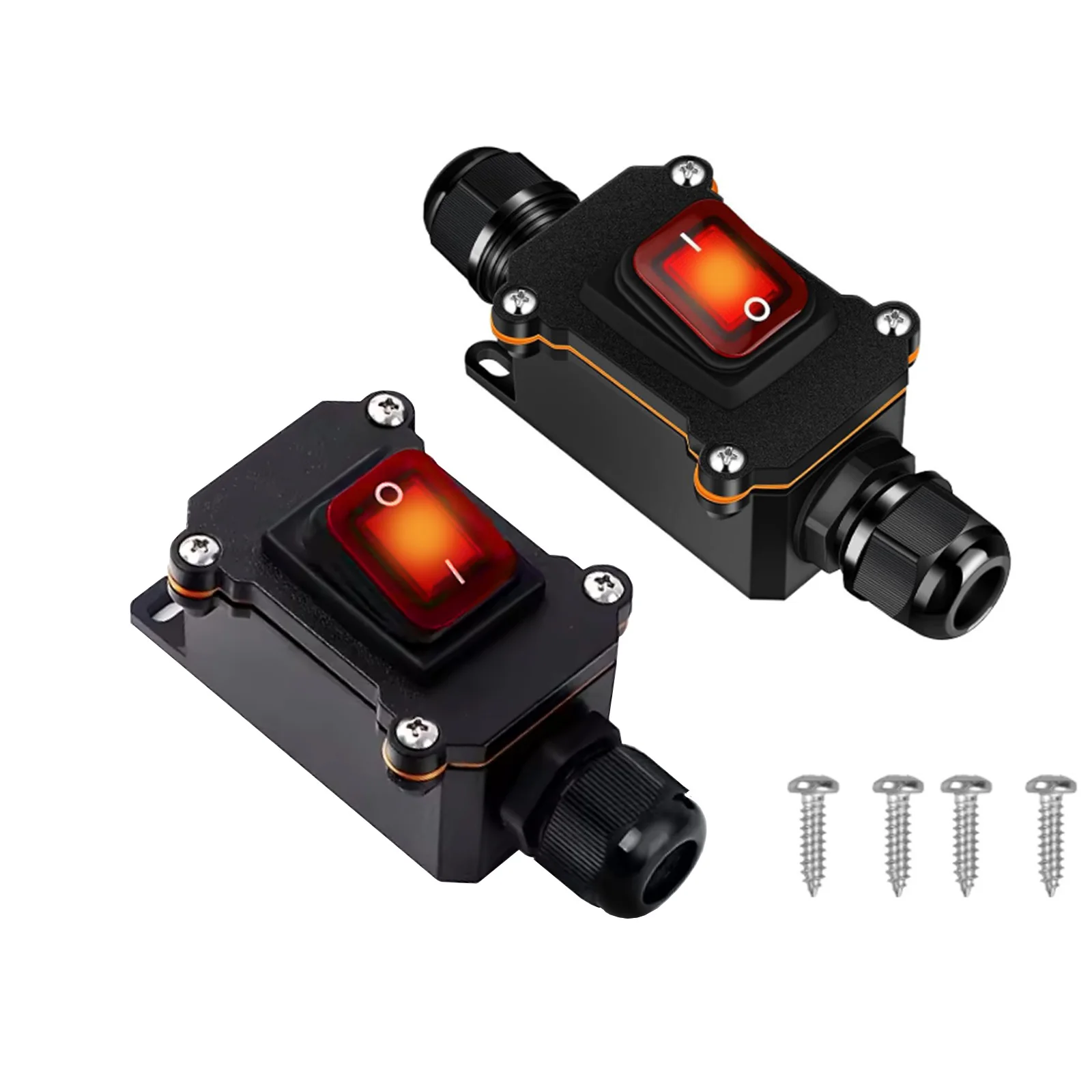 Ship Type Rocker Switch Inline Cord Direct Plug Power Switch 25A 24V 220V 4Pin ON-OFF Toggle Sealed Switch Auto Boat Marine IP65