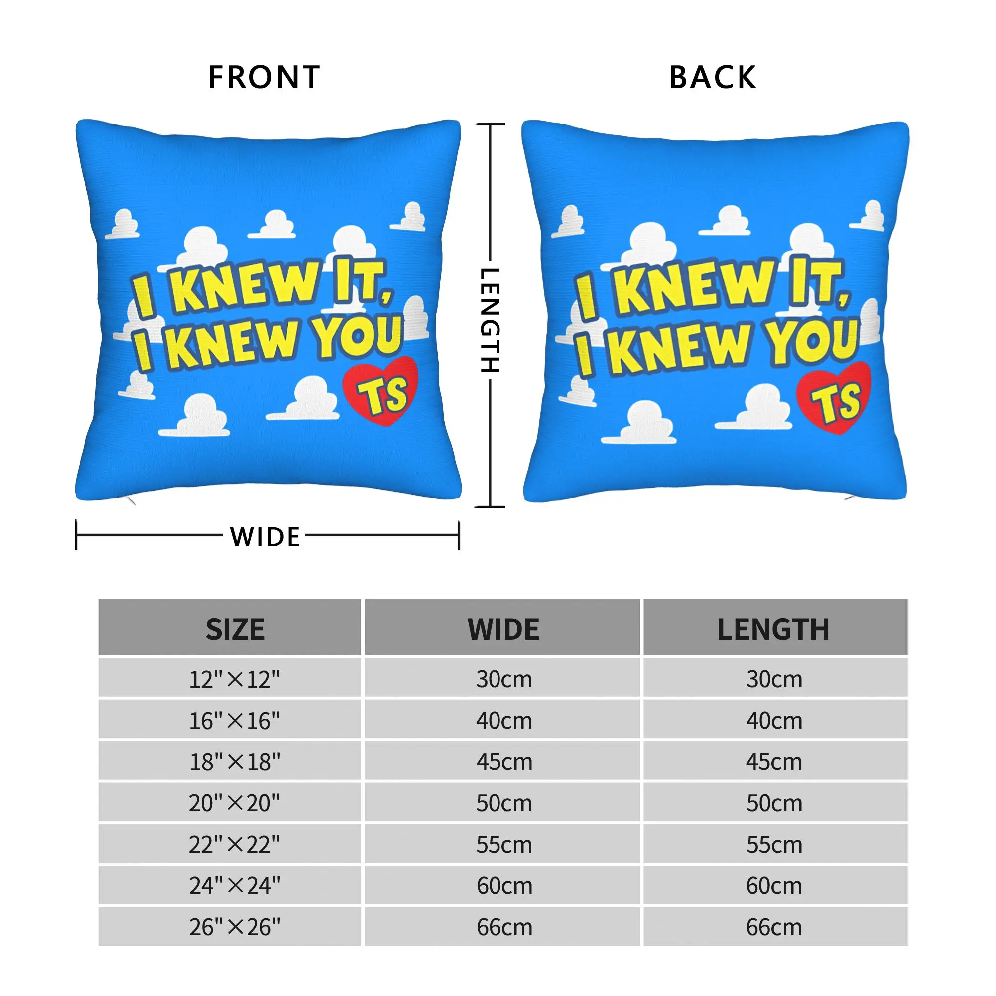 Cartoon Movie I Knew It I Knew You Square Pillow Cases TS5 Cushion Covers Custom Zipper Decor Throw Pillow Case Cover for Car