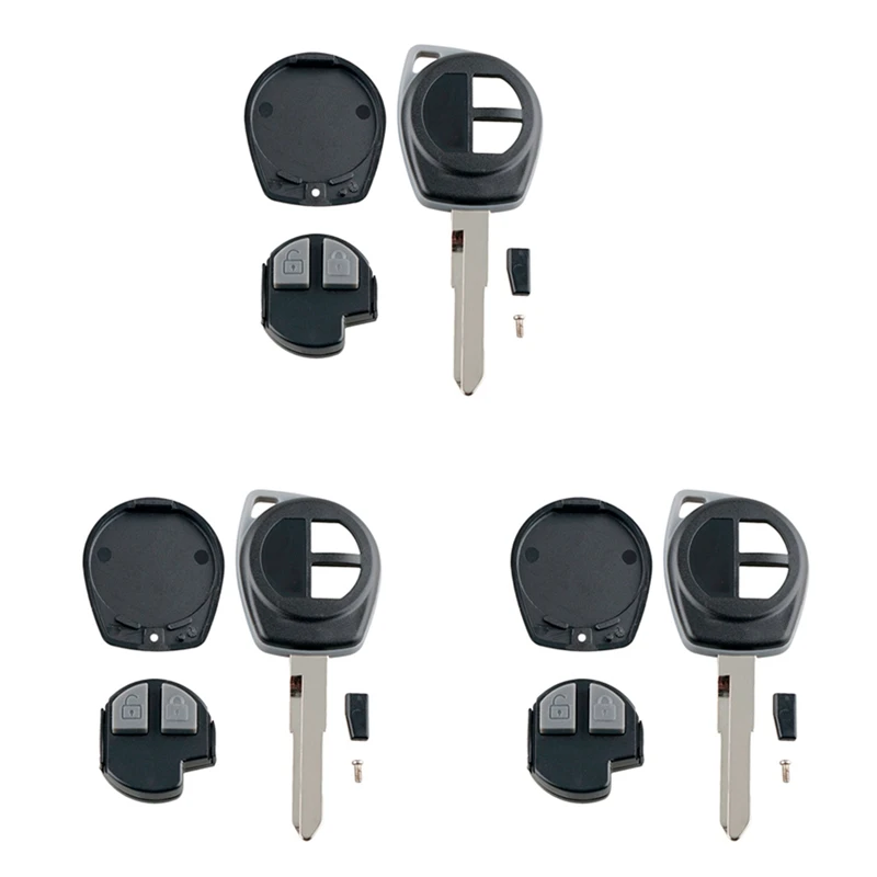 3X Car Smart Remote Key 2 Buttons Fit For Suzuki Swift Sx4 Alto Jimny Vitara Ignis Splash 2007-2013 433Mhz