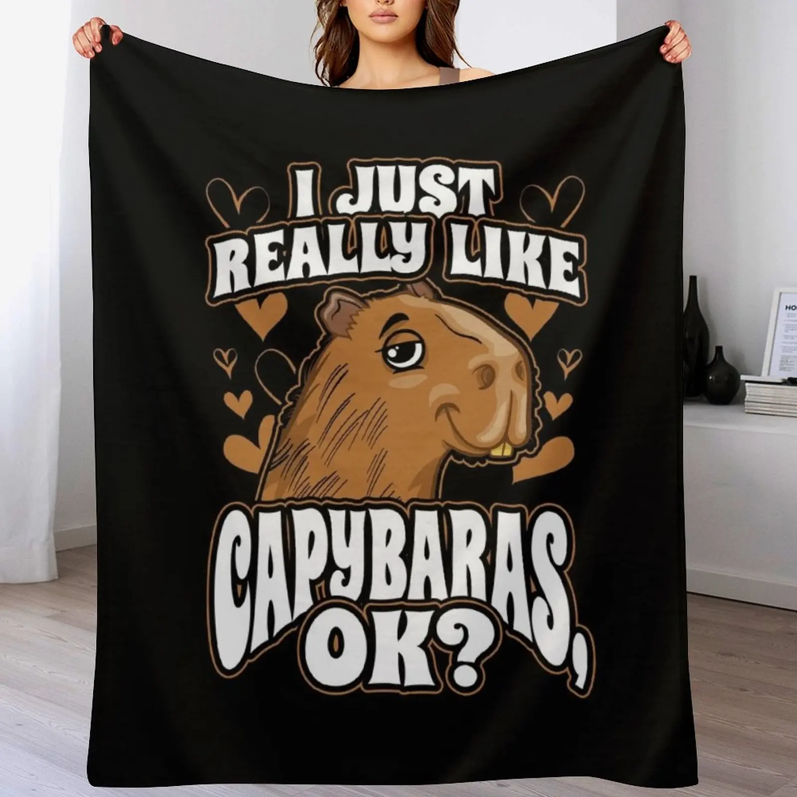 

I Just Really Like Capybaras OK Throw Blanket Machine Washable Soft Warm Blanket