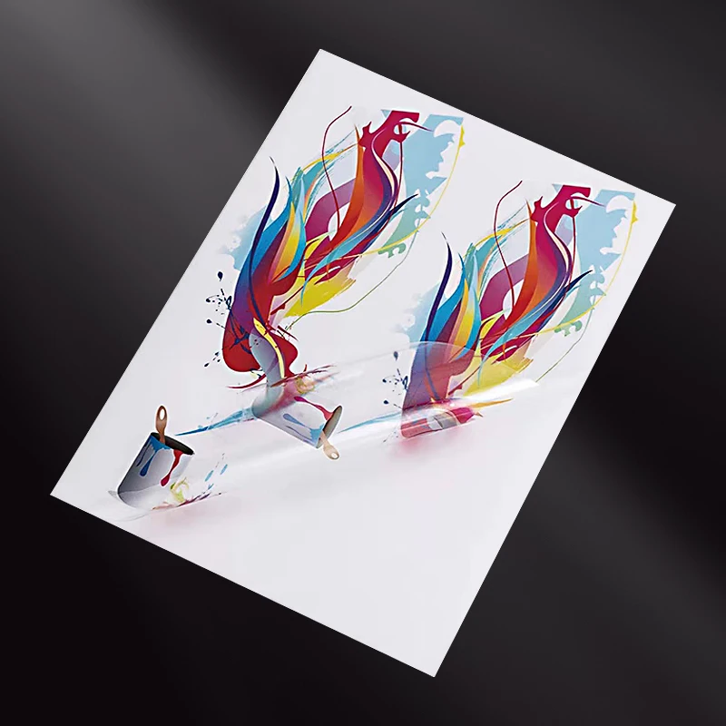 A4 10/50 個 5MIC 100% 透明自己粘着紙ビニールステッカー紙レーザー印刷用防水スクラッチプルーフティアオフ。