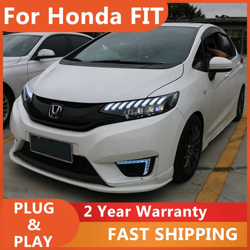 Car Front Headlight For Honda FIT JAZZ 2014-2019 LED HeadLamp Styling Dynamic Turn Signal Lens Automotive Accessories Assembly