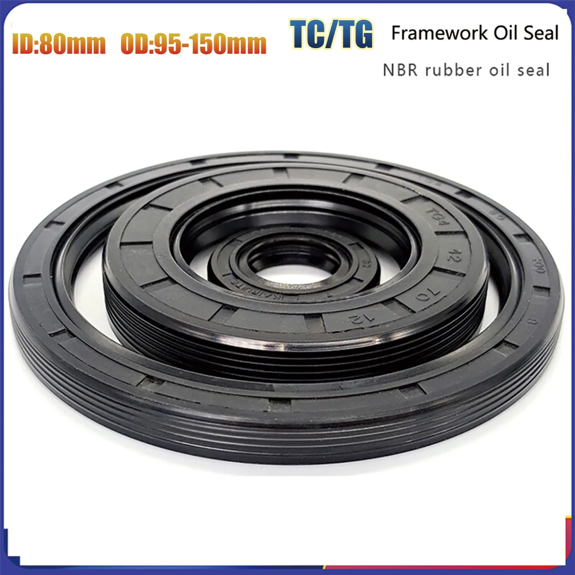 ID 80mm Tc Nitrile Rubber Skeleton Oil Seal NBR Oil Resistant and Waterproof Lip Seal Height 8mm-13mm OD 95-150mm FB Seal Ring