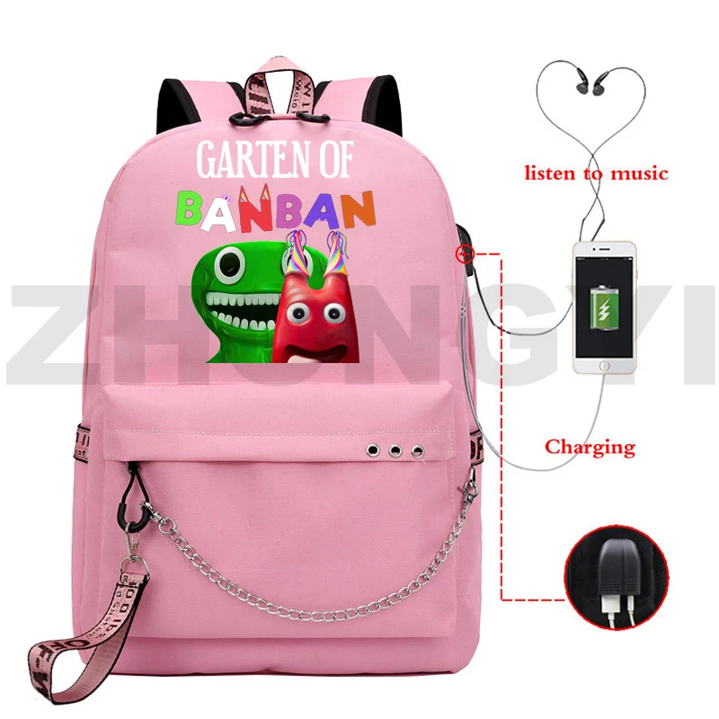 

Anti Theft USB Garten of BanBan 2 Backpack Women School Backpack Chains Cartoon Printing Garten of BanBan Bookbag Travel Packbag