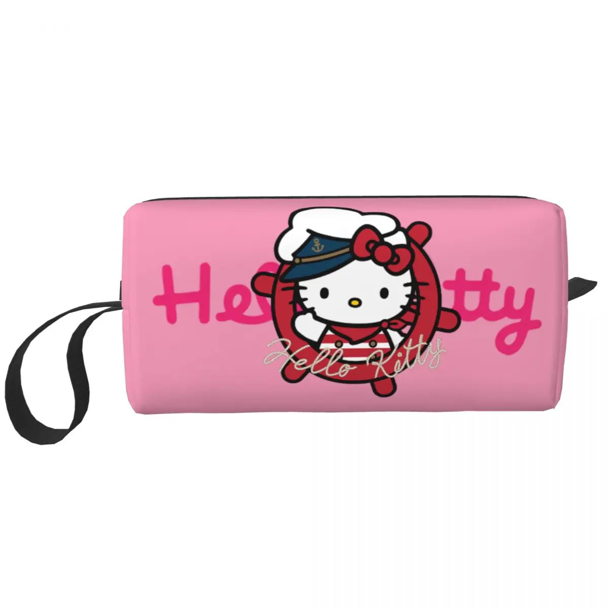 Custom Hello Kitty Nautical Sailor Travel Cosmetic Bag for Women Toiletry Makeup Organizer Lady Beauty Storage Dopp Kit