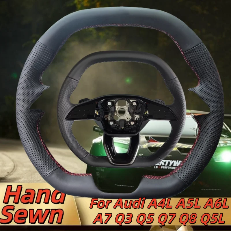 

Hand-Sewn Microfiber Leather Car Steering Wheel Cover For Audi A4L A5L A6L A7 Q3 Q5 Q7 Q8 Q5L Car Interior Accessories