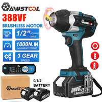 MUSTOOL 1800N.M Brushless Electric Wrench 1/2 Inch Cordless Impact Wrench Hand Drill Car Repair Power Tool For 18V Battery