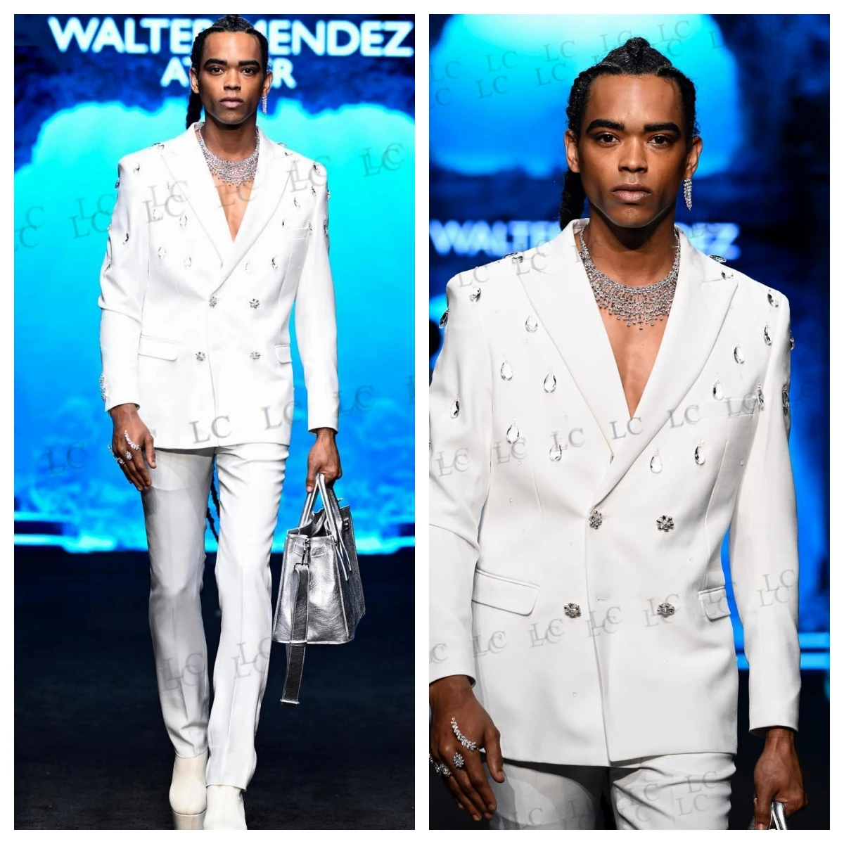 

Diamonds 2 Pieces Style Men Suits Blazer Pants One Button Slim Fit Tailored Prom Party Wedding Groom Plus Size Formal Wide Lapel