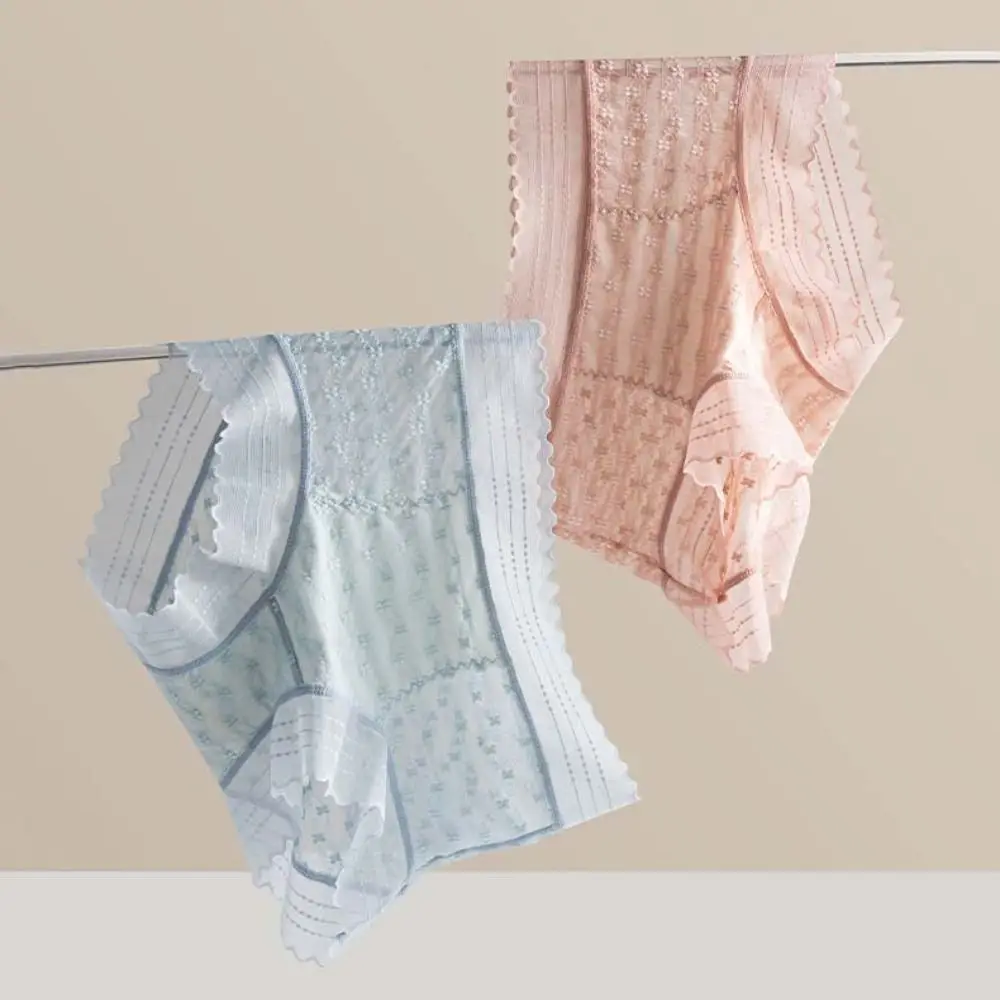 

Elastic Ultra-thin Lace Flower Briefs Transparent Mid Waist Seamless Underwear Lingerie Hollow Out Panties for Women Girl