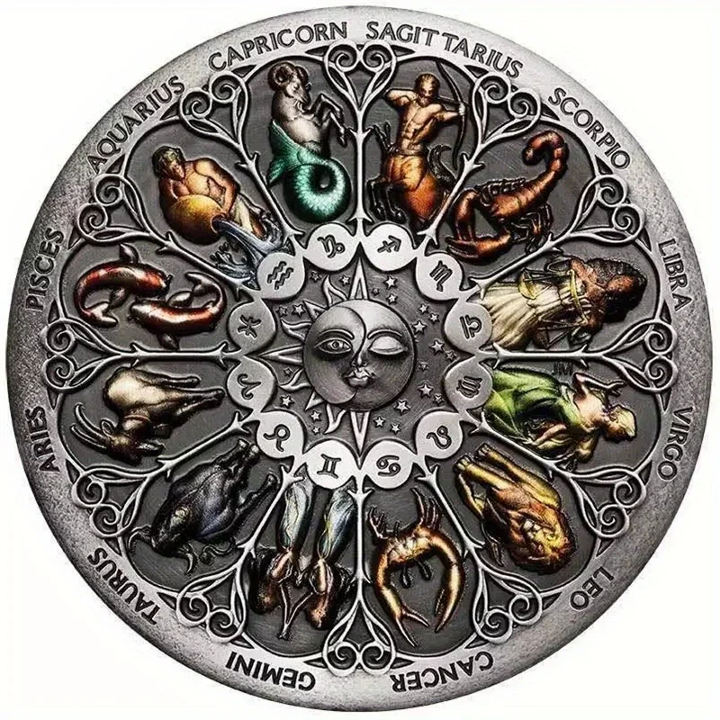 Collectible Coins, Horoscope Coins, European And American Coins, Twelve Zodiac Signs Commemorative Coins, Lucky Goddess Guardian