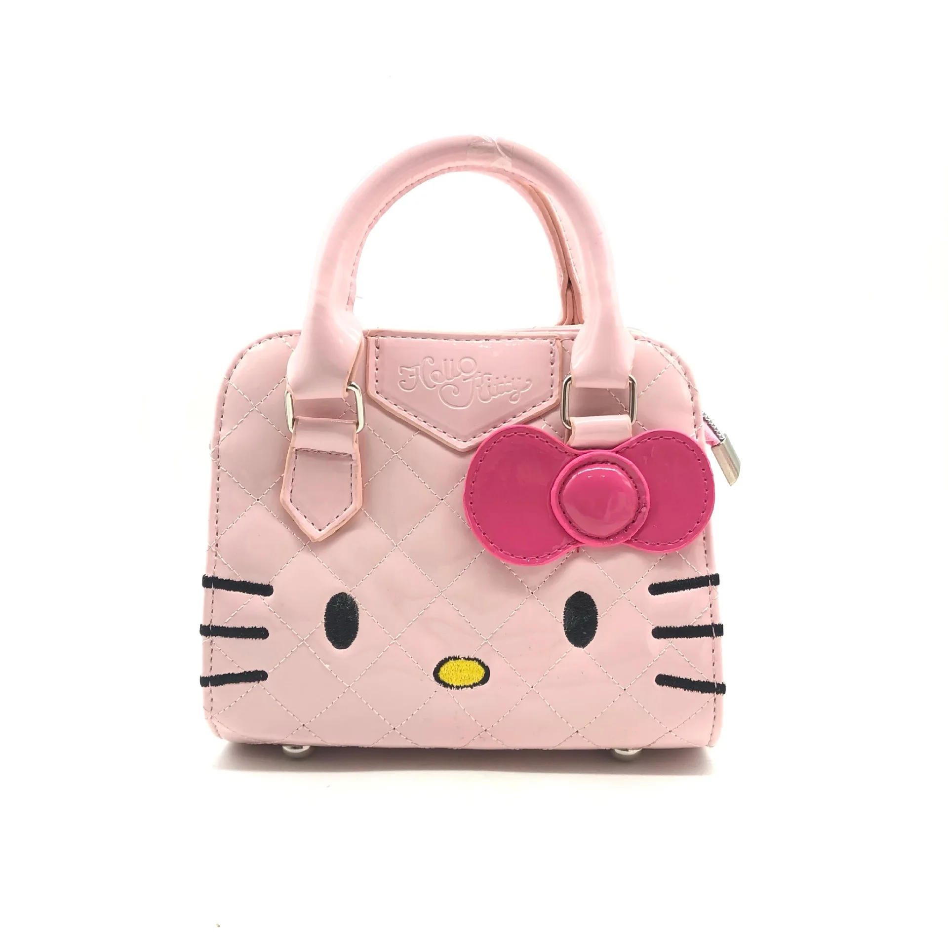 Hello Kitty-Mini bolso de mano de piel sintética para niñas, cartera pequeña de estilo princesa, a la moda