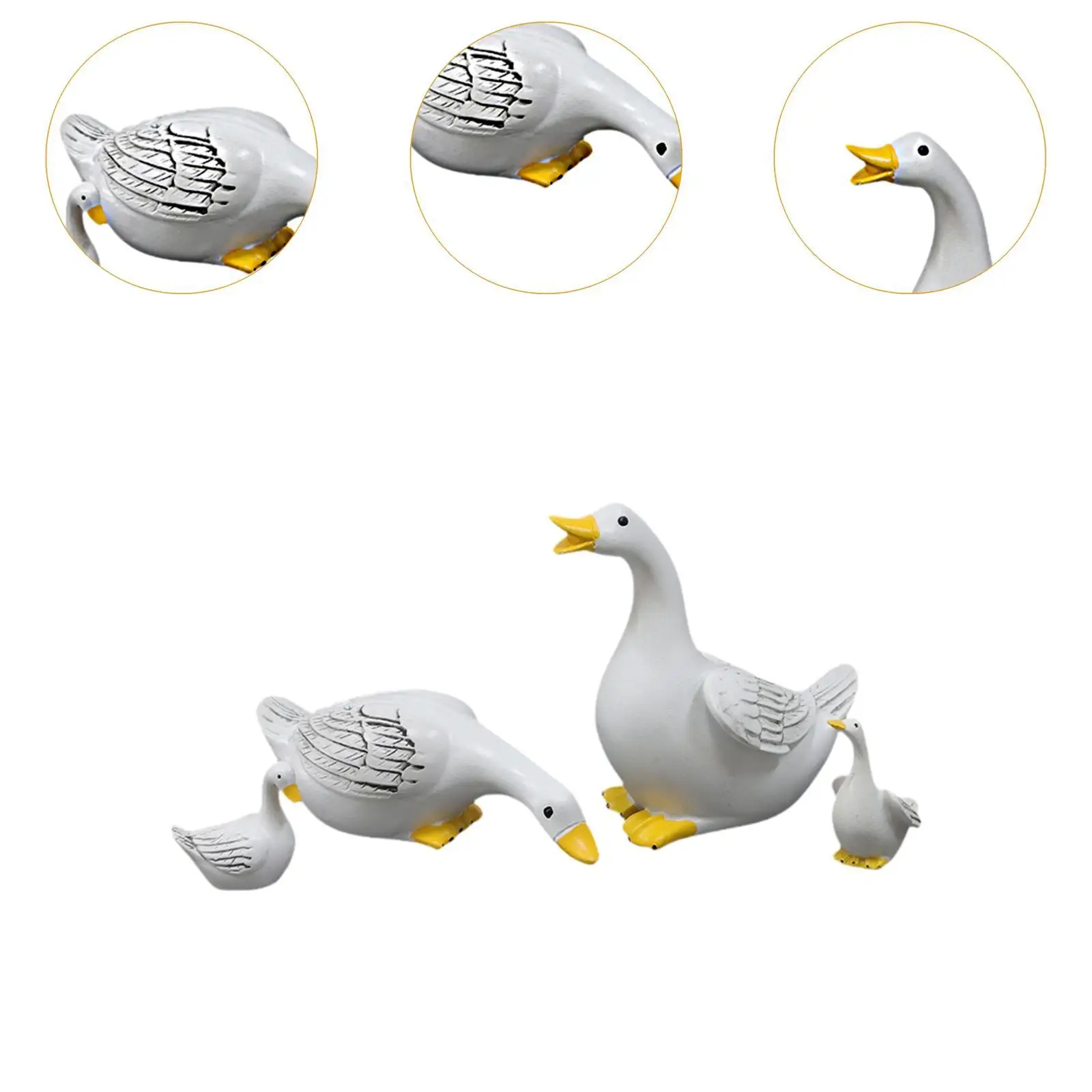 4 قطعة تماثيل حديقة عائلة البطة الحيوان النحت مقهى هدية تماثيل راتنج ل #5