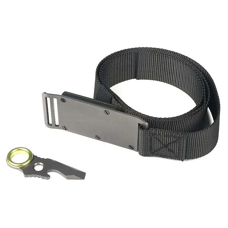 

Men's Belt Buckle with Kinfe Outdoor Hunting Tactical Belt Mult-Function Buckle Nylon Belt High Quality Marine Corps Canvas Belt