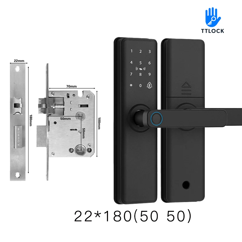 2026 Smart Door Lock With Bluetooth-compatible TTLock APP Digital Electronic Lock Smart Home Wooden Door Lock Fingerprint image 3