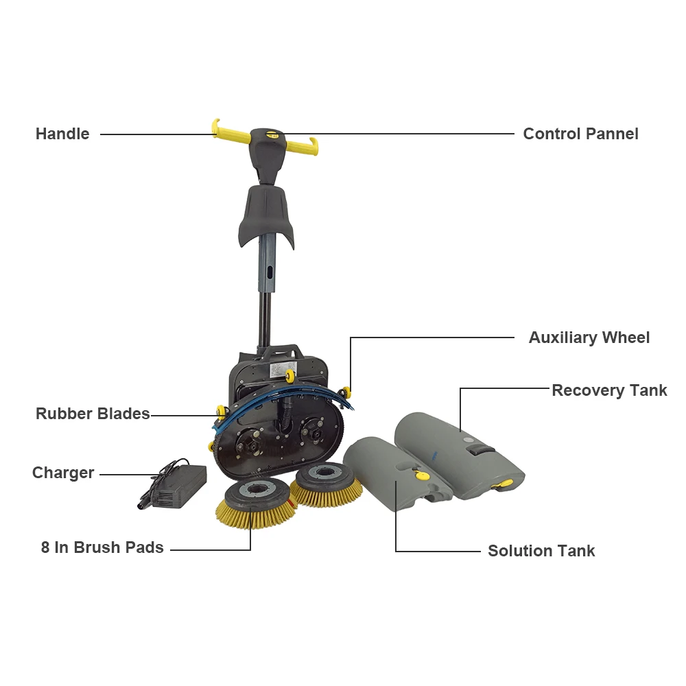 X430 Compact Floor Scrubber  Battery Powered Commercial Floor Clean Machine for Restaurant