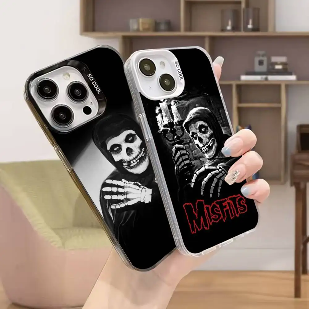 

Skull Cool M-Misfits Phone Case For iPhone 16,15,14,13,12,11,Mini,Pro,MAX,plus,Black Matte Shockproof Cover