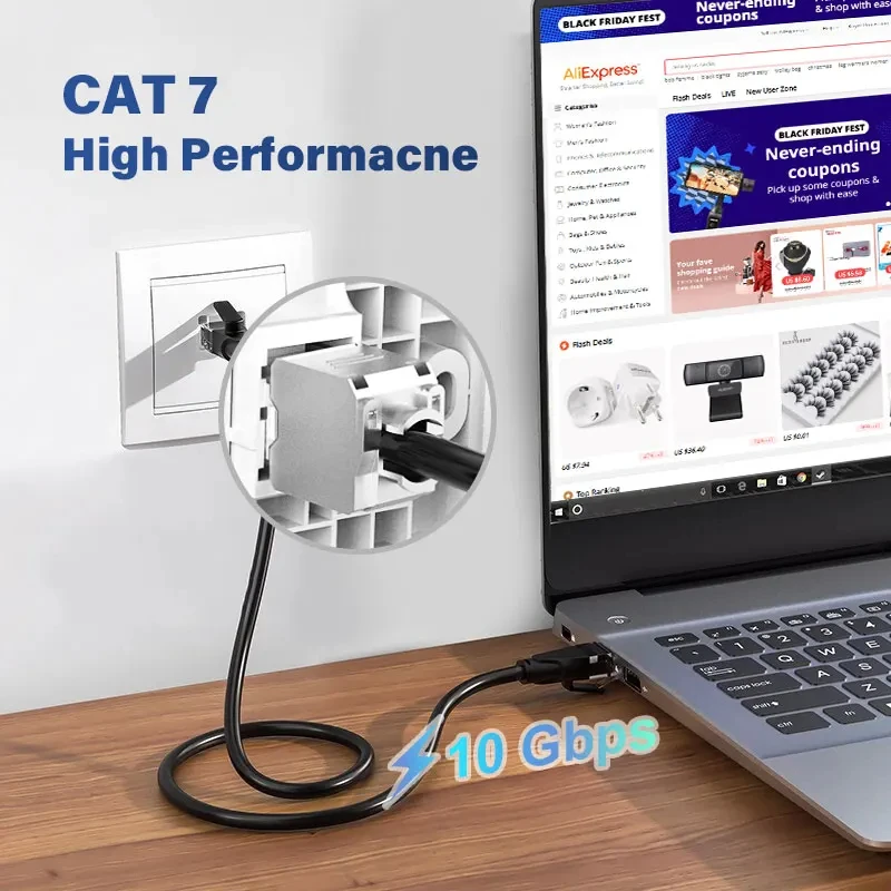 1ชิ้น Cat6a Cat7แจ็คแจ็คตัวเชื่อมต่อแจ็ค Cat7 RJ45โมดูลสังกะสีอัลลอยด์แบบไม่มีตัวเชื่อมต่อสำหรับสายเคเบิล22ถึง26 AWG