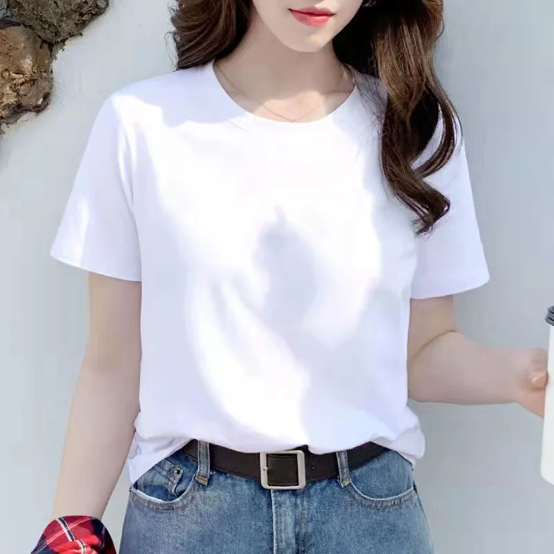 

Summer Men T Shirt Cotton Tops Women Solid Color Blank Tshirts O-neck Round Collar Short-Sleeve Couple White Top Tees Clothing