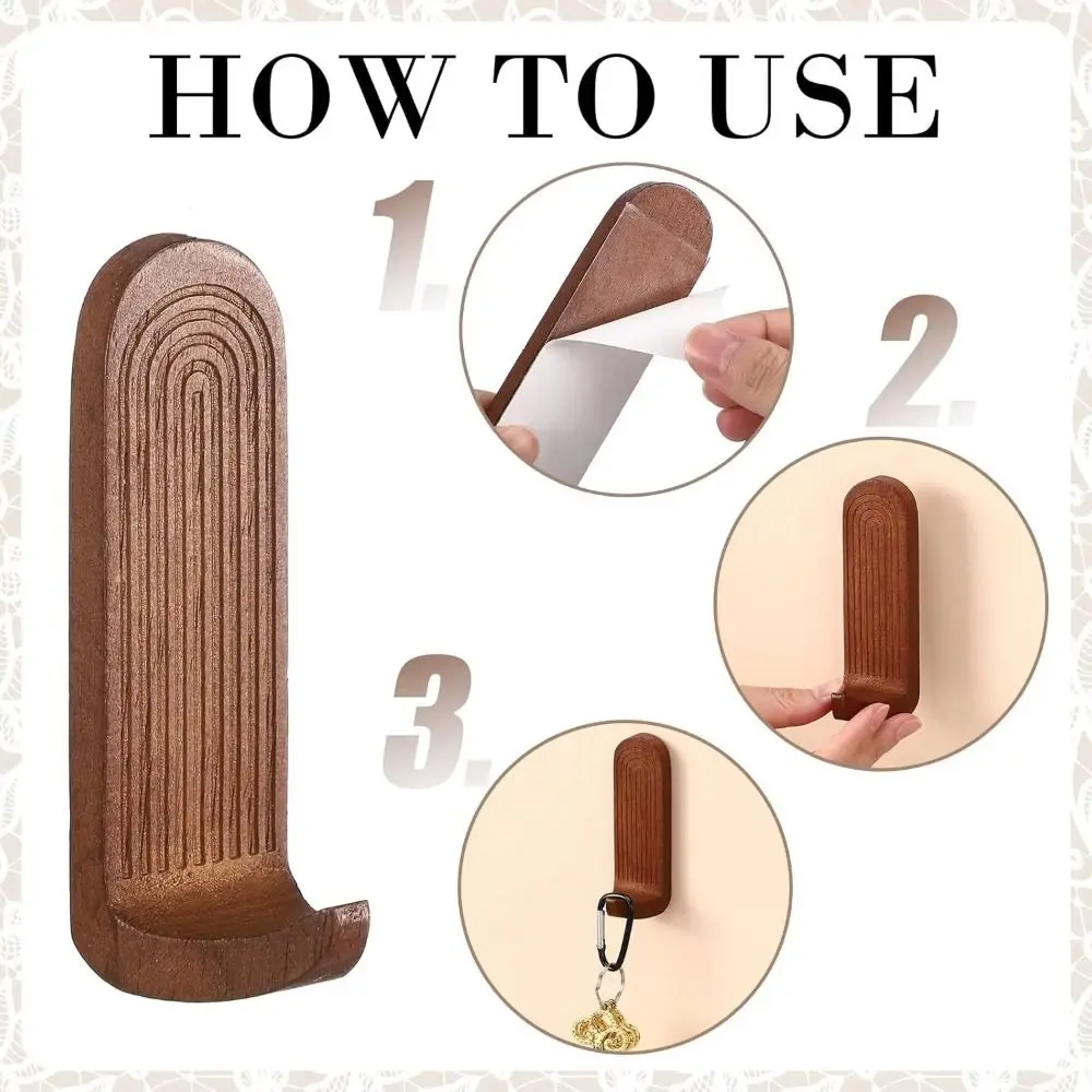 

3pcs Space Saving Wooden Wall Hooks Wooden High Load-bearing Capacity Wall Hanging Hanger Easy To Install Sturdy Home Organizer