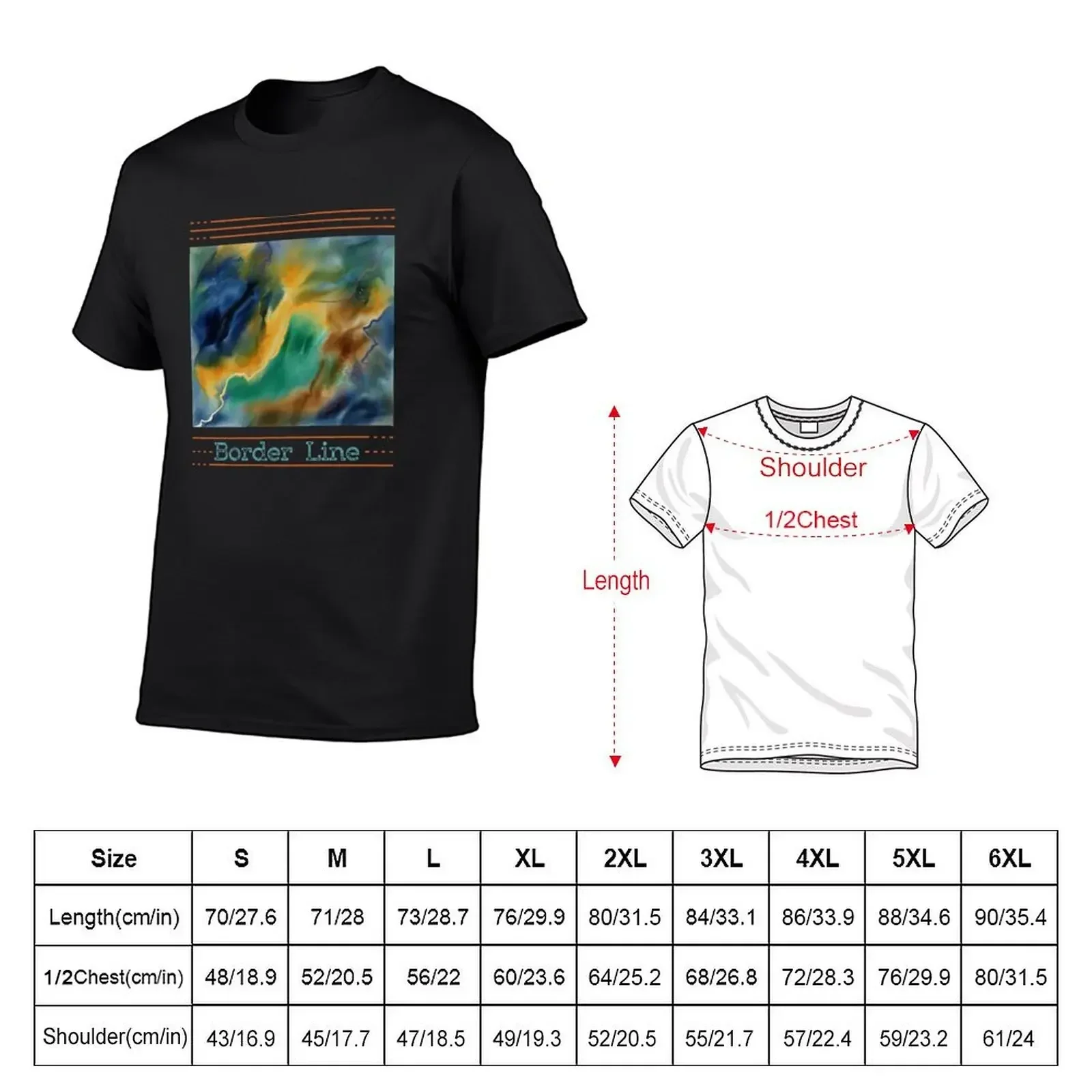 Border Line Watercolor Abstract T-Shirt blacks summer top tshirts for men