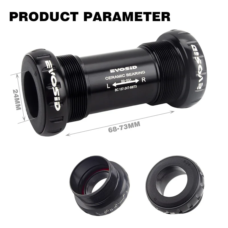 For EVOSID Ceramic Bottom Bracket BB68/BB92 68/73MM Threaded Sealed Bearings Universal Parts for Mountain and Road Bicycle